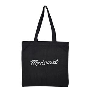 MADEWELL BLACK “BIEN FAIT” 100% COTTON CANVAS TOTE – MEDIUM – 15" x 14" – CLEAN